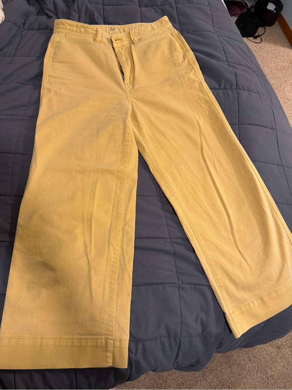GAP Pale Yellow Cotton Wide-Leg Pants